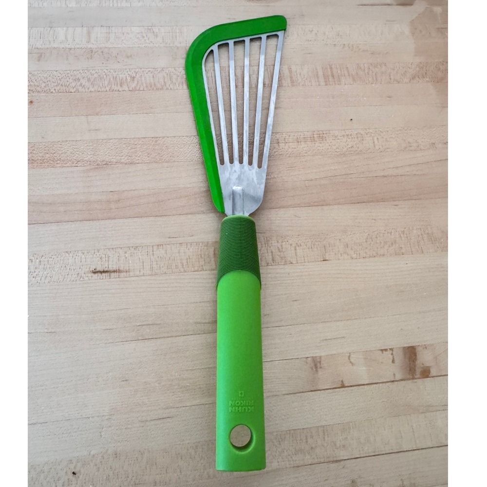 Kuhn Rikon Green Slotted Turner Spatula‎ Stainless Steel Handle Kitchen Gadget